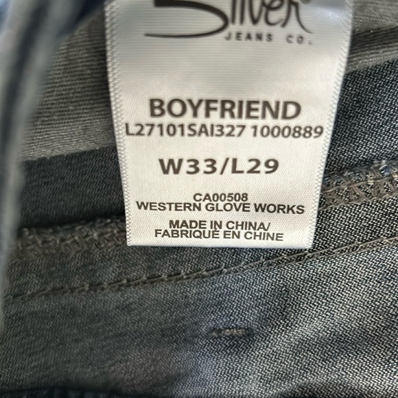 Silver Distressed Boyfriend Jeans Sz 33x29 - Picture 6 of 7